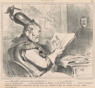 "-Ouriskoff!..finden Sie das ähnlich?" aus Actualities von Honoré Daumier