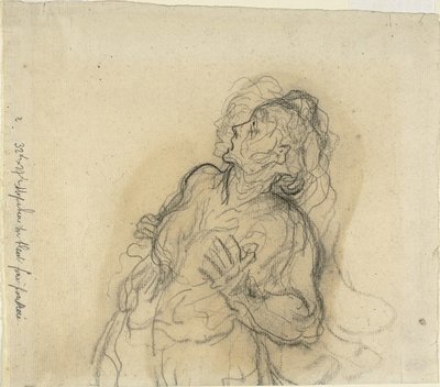 Erschrockene Frau von Honoré Daumier