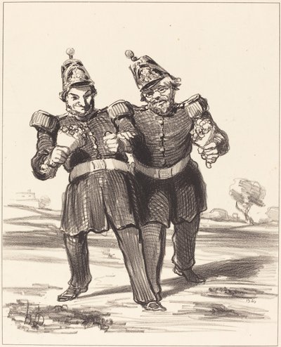 Die zwei fröhlichen Bankettgäste von Honoré Daumier