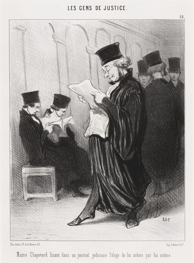 Meister Chapotard liest ... das Lob von sich selbst ... von Honoré Daumier