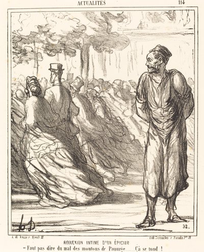 Intime Reflexion eines Lebensmittelhändlers von Honoré Daumier