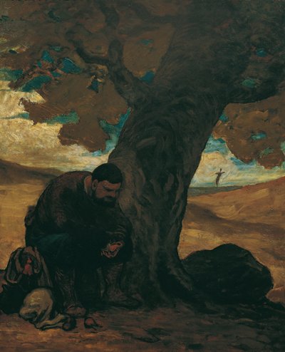 Sancho Pansa, unter einem Baum ausruhend von Honoré Daumier
