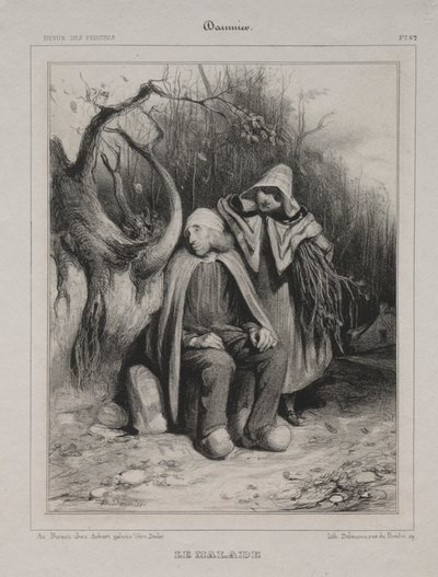 Der Kranke, 1835 von Honoré Daumier