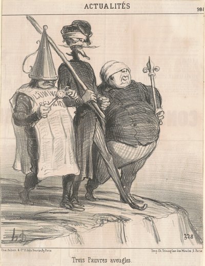 Drei arme Blinde von Honoré Daumier