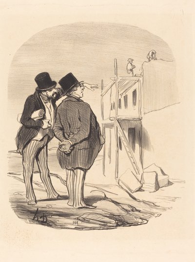 Zwei Männer inmitten von Ruinen von Honoré Daumier