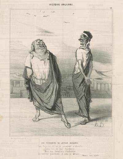 Eine Begegnung freudiger Vorzeichen von Honoré Daumier