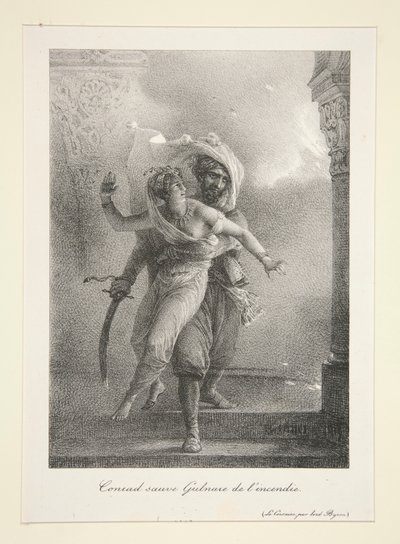Conrad rettet Gulnare von Emile Jean Horace Vernet