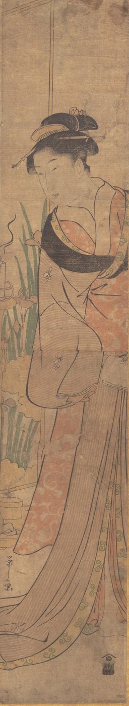 Junge Dame und Irisgarten von Hosoda Eishi