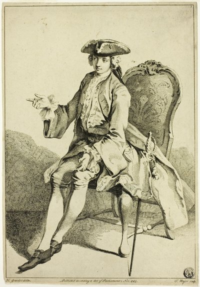 Junger Seigneur sitzend von Hubert Francois Gravelot