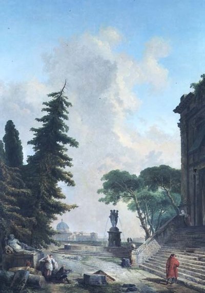 Terrasse eines römischen Palastes von Hubert Robert