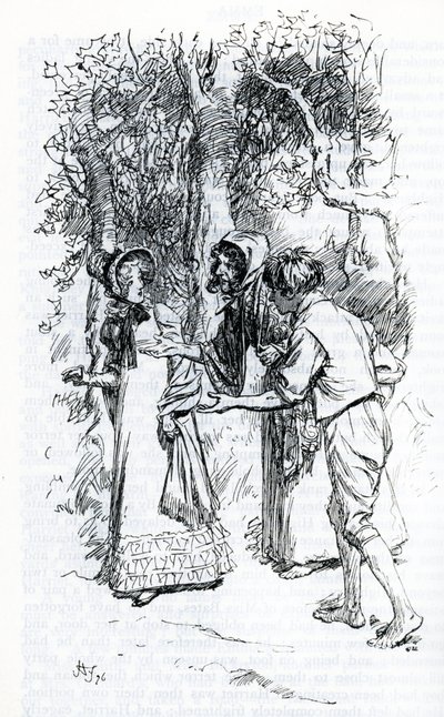 Harriet, von Zigeunern angegriffen (Illustration) von Hugh Thomson