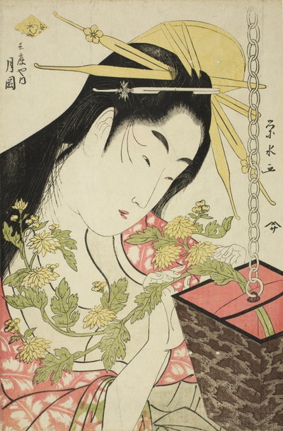 Die Kurtisane Tsukioka vom Hyogoya, ca. 1797 von Ichirakutei Eisui