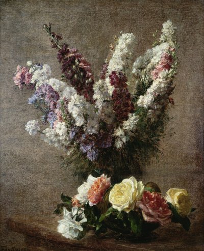 Rosen und Rittersporn von Ignace Henri Jean Fantin Latour