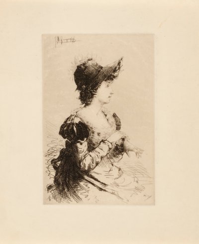 Ohne Titel (Frau zieht Handschuhe an) von Ignaz Marcel Gaugengigl