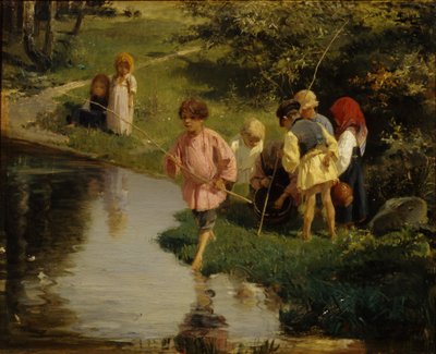 Kinder beim Angeln, 1882 von Illarion Mikhailovich Pryanishnikov