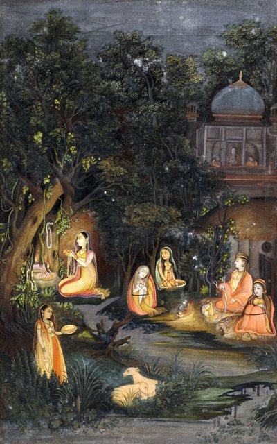 Nächtliche Anbetung und Festmahl, um 1770 von Indian School