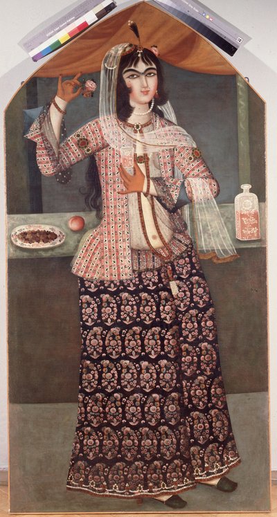 Frau mit einer Rose, frühes 19. Jahrhundert von Iranian Master
