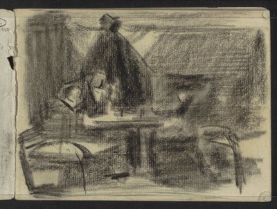 Figuren an einem Tisch in einem Interieur von Isaac Israels