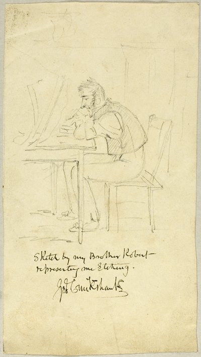 George Cruikshank macht eine Radierung von Isaac Robert Cruikshank