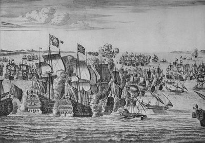 Die Schlacht von Malaga, um 1704 von Isaac Sailmaker