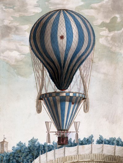 Früher Heißluftballon im Flug von Italian School