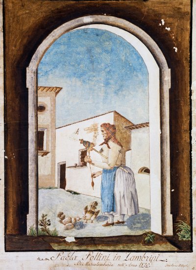 Frau aus der Romagna, Aquarell und Tinte, Italien von Italian School