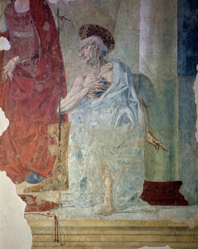 Der heilige Hieronymus als Büßer. Detail. Fresko von Italian School