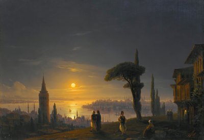 Der Galata-Turm bei Mondlicht, 1845 von Ivan Konstantinovich Aivazovsky