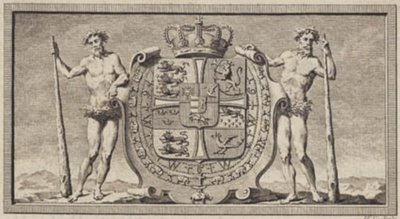 Das dänische Wappen mit wilden Männern als Schildhalter von J.F. Clemens