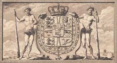 Das dänische Wappen mit den Wilden als Schildhalter von J.F. Clemens