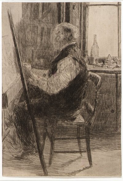 Künstler am Staffelei sitzend von J. Alden Weir