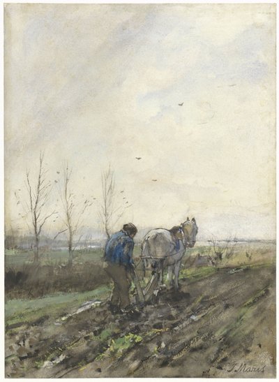 Pflügender Bauer von Jacob Maris