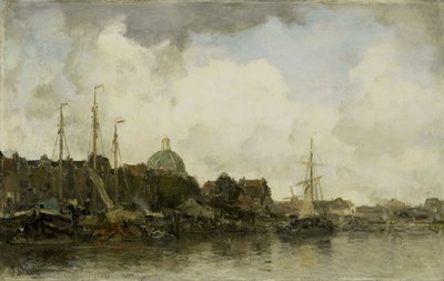 Stadtansicht mit einer Kirche mit Kuppel von Jacob Maris