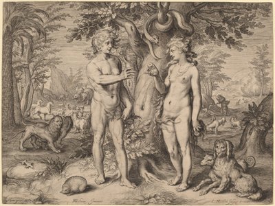 Der Sündenfall von Jacob Matham, after Hendrik Goltzius