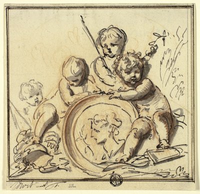 Putti mit Medaillon von Jacob de Wit