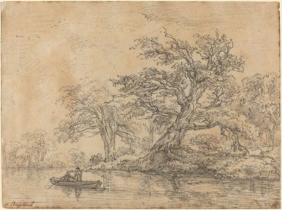 Alte Bäume entlang eines Ufers von Jacob van Ruisdael