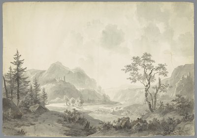 Berglandschaft mit einem Fluss von Jacob van Strij