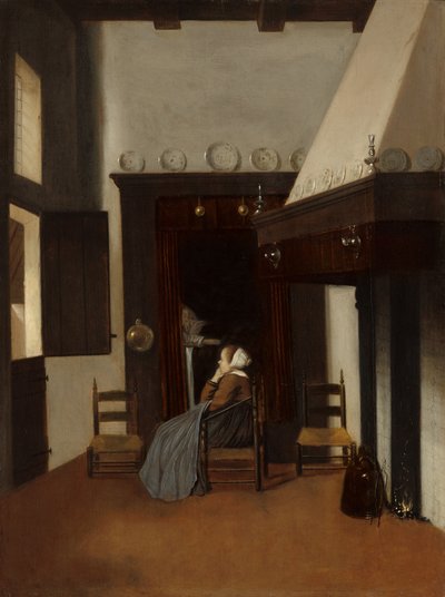 Junge Frau in einem Innenraum von Jacobus Vrel