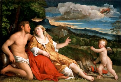 Mars, Venus und Amor, 1520er Jahre von Jacopo Palma il Vecchio