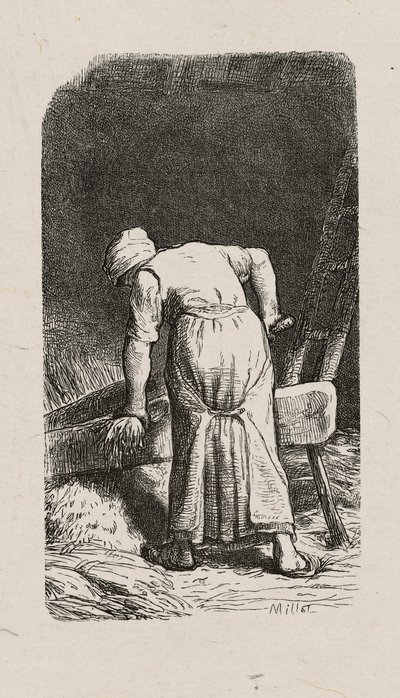 Frau beim Flachsbrechen von Jacques Adrien Lavieille