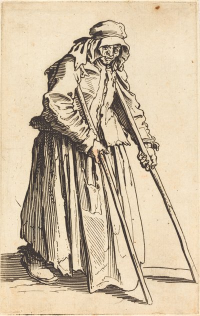 Bettlerin mit Krücken, ca. 1622 von Jacques Callot