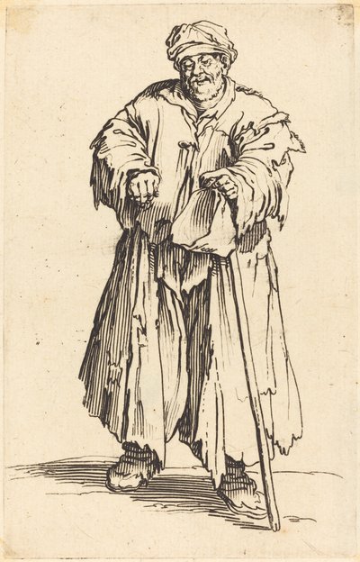 Dicker Bettler mit gesenktem Blick von Jacques Callot