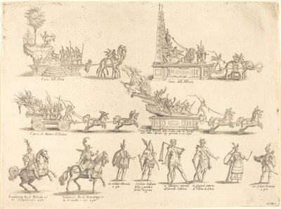Festwagen und Teilnehmer von Jacques Callot
