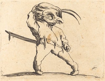 Maskierter Mann mit verdrehten Füßen von Jacques Callot