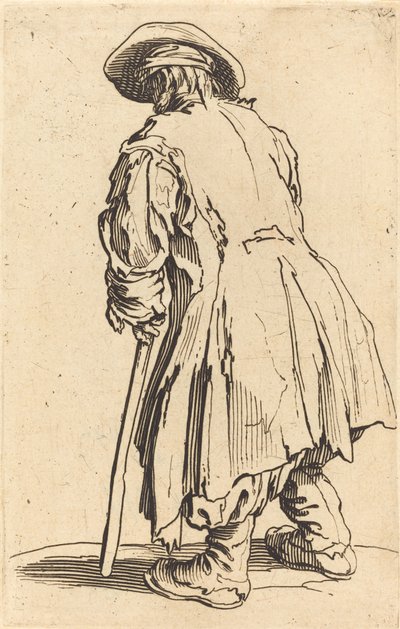 Alter Bettler mit einer Krücke, ca. 1622 von Jacques Callot