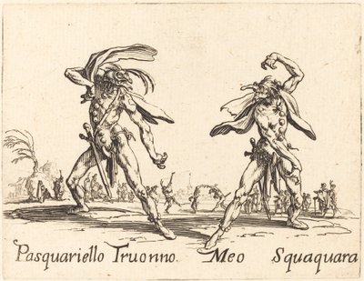 Pasquariello Truonno und Meo Squaquara von Jacques Callot