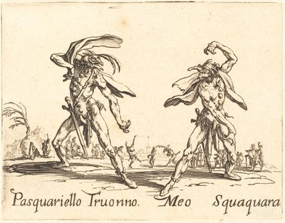 Pasquariello Truonno und Meo Squaquara von Jacques Callot