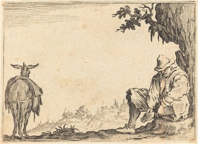 Bauer zieht seinen Schuh aus von Jacques Callot