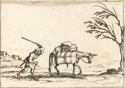 Bauer peitscht seinen Esel von Jacques Callot