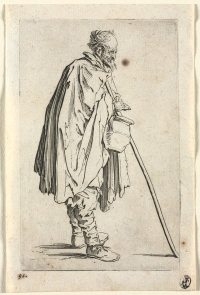Die Bettler: Bettler mit Topf von Jacques Callot